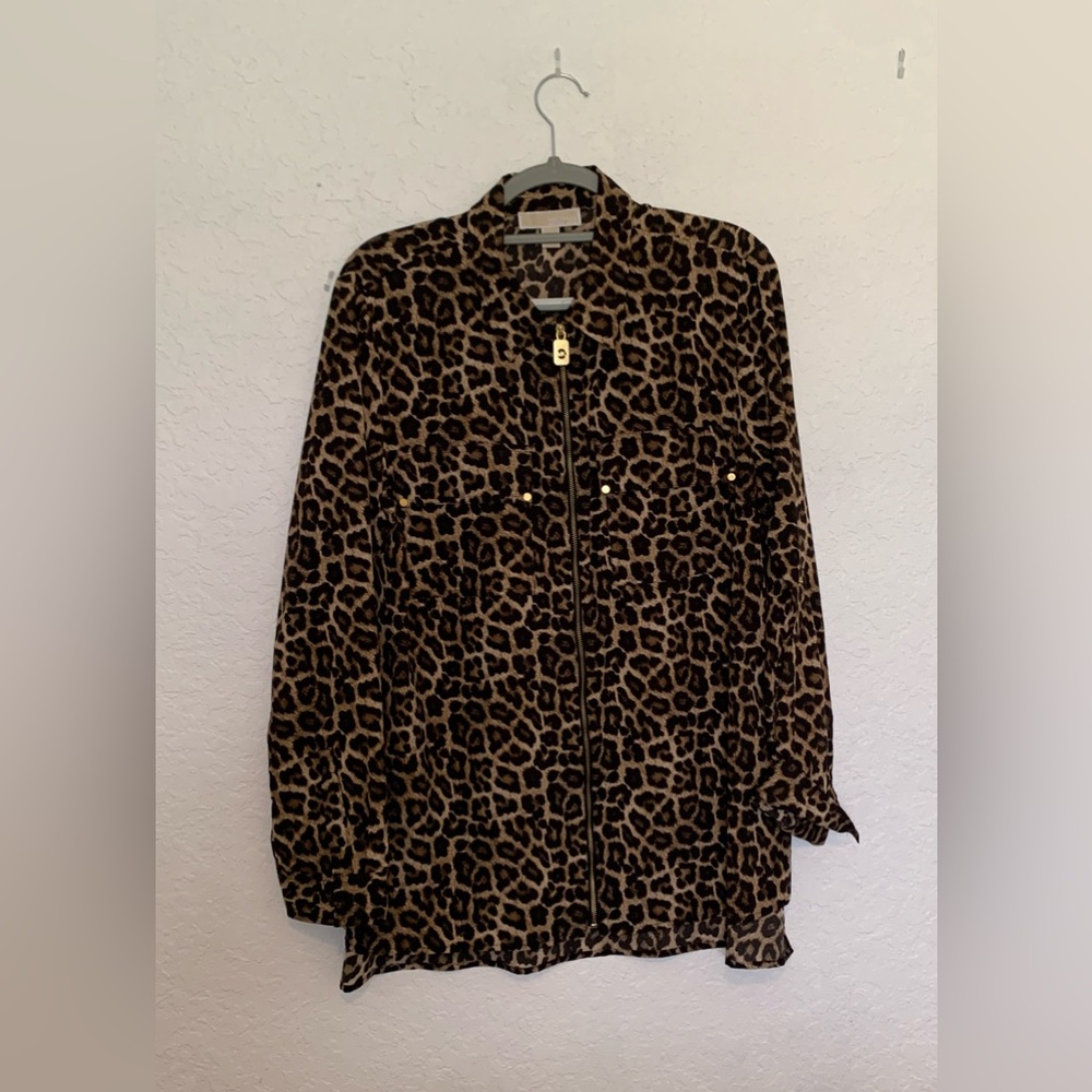 Michael Kors Leopard Print Top - Brown and Black